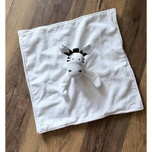 MacKenzie Childs White Black  Zebra Cotton Security Baby Lovey 16” x 16” Neutral